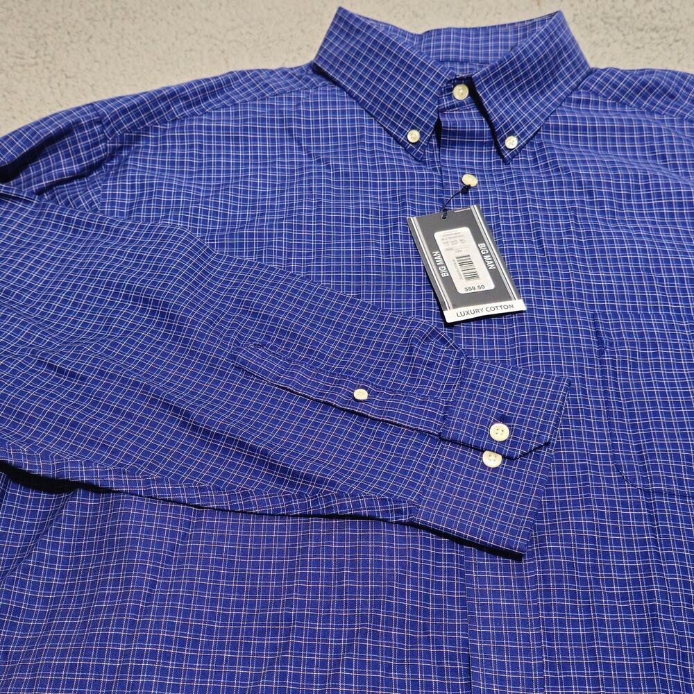 Roundtree & Yorke 2XB Tall Retro Print Cotton Madras Dress Shirt 18/ 35
